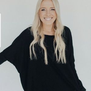 "Evelyn" Waffle Knit, Black